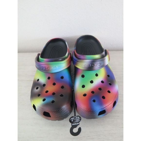 CROCS 207556-0C4 Men's Sz 7 Women's Sz 9 Black/Multi Classic Solarized Clogs - Picture 3 of 4